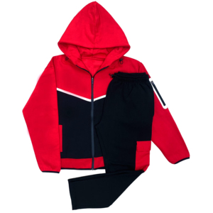 Ensemble de survêtement décontracté pour garçons 2026, gris, avec blocs de couleur, manches longues, capuche et fermeture éclair, idéal pour l'automne - Product Image 2