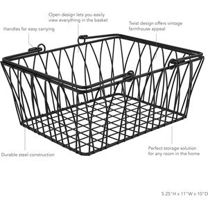 Panier de rangement en métal noir moderne empilable pour placard et armoire - Product Image 3