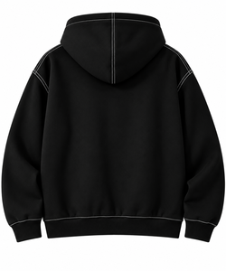 Men's Black <b>Zip</b>-Up <b>Hoodie</b> Casual Cotton French Terry Hooded Sweatshirt Regular Fit Solid Color <b>Pocket</b> Design Autumn Wear - Product Image 2