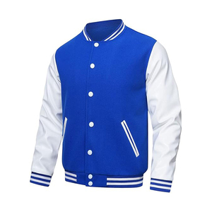 Chaqueta Varsity Ligera de Verano, Cuerpo de Popelina de Algodón, Mangas de Malla, Cierre Frontal con Broches, Transpirable, Estilo Letterman Informal - Product Image 2