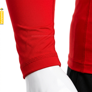 SAMAVIA <b>Men's</b> Red Customizable MMA Rash Guard <b>Compression</b> Breathable 220g Quick Dry Full Sleeve Spandex/Polyester Activewear - Product Image 5