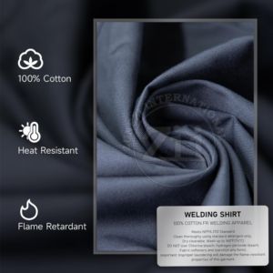 ZUNEZI Anti-Static Work <b>Shirt</b> Regular Fit Factory Workshop Safety Clothing Dark Blue Long Sleeve Heat Resistant 300-500C - Product Image 4