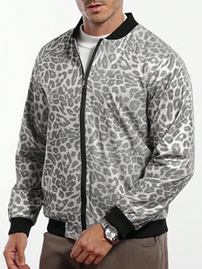 Custom <b>Men</b> Bomber <b>Jacket</b> Polyester Printed Leopard <b>Jacket</b> Zip Up Casual Streetwear Outerwear for College Boys - Product Image 4