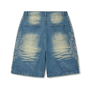 Mejor Fabricante de Ropa: Shorts de Mezclilla de Cintura Media Rectos, Lavado Claro, Negros, 100% Algodón, Estilo Vintage de Verano 2025 - Product Image 2