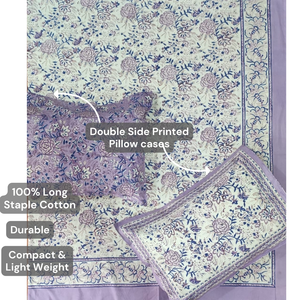 Hand Block Printed Jaipur 100% Cotton Bedsheet <b>King</b> <b>Size</b> Floral Design Indian Artisanal Soft Breathable Durable Hospital Use - Product Image 3