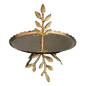Luxury Gold Ginkgo Leaf Metal <b>Cake</b> <b>Stand</b> - Elegant Single <b>Tier</b> Dessert Display & Jewelry Tray for Wedding Decor & Home Party - Product Image 3
