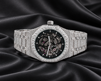 Montre Homme de Luxe MARS PIGUET à Quartz Glacé, Cadran Squelette Analogique, Verre Acier Inoxydable, Boîtier 41mm, Bracelet 20mm, Date Automatique, Résistance à l'Eau 10 ATM