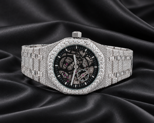 นาฬิกา MARS PIGUET Iced Quartz ระบบอนาล็อก โครงสร้างเปลือย กระจก ตัวเรือนสแตนเลส ขนาด 41 มม. สายขนาด 20 มม. ระบบอัตโนมัติ แสดงวันที่ กันน้ำ 10 บาร์ นาฬิกาข้อมือผู้ชายสุดหรู - Product Image 4