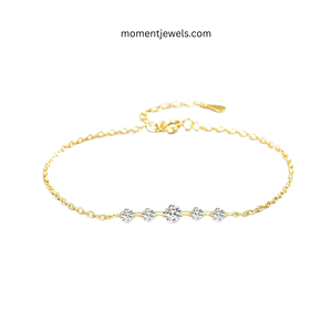 Pulsera de Plata de Ley 925 de Lujo con Moissanita para Mujer, Pulsera de Cadena Deslizante con Estrella Geométrica, Moissanita de Alta Calidad - Product Image 4