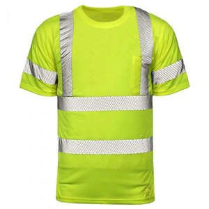 T-shirt de sécurité réfléchissant haute visibilité pour homme, en polyester, jaune, avec bandes croisées au dos - Product Image 5