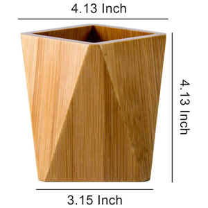 Custom <b>Bamboo</b> Wood Desk Organizer Geometric Pencil Cup Pen Holder Living Room Single Tier Storage <b>Container</b> - Product Image 6