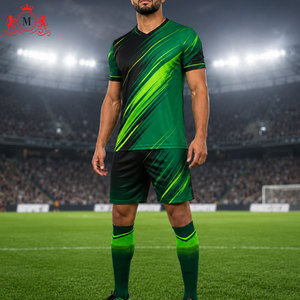 ชุดเสื้อฟุตบอลสีเขียวดำแบบซับลิเมชั่นพร้อมกางเกงขาสั้น ชุดยูนิฟอร์มฟุตบอลสำหรับผู้ใหญ่ ผ้าโพลีเอสเตอร์ระบายอากาศ ตรวจจับรอยตะเข็บ - Product Image 6