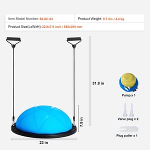 Palla da Yoga da 23 Pollici con Capacità di 660 Libbre, Mezza Palla per Esercizi con Bande di Resistenza, Palle per Equilibrio e Trainer Mezza Palla - Product Image 3