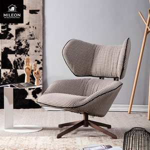 Moderno lujo cuero tela marco Metal ocio salón silla muebles reposabrazos bajo nuevo diseño Hotel sala de estar perezoso sofá individual - Product Image 2