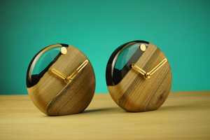 Handmade Walnut Wood Resin Desk <b>Clock</b> Modern Office Decor - Product Image 4