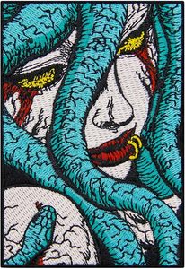 Iron-On Embroidered Patch Raven On <b>Skull</b> Irregular Shape Nonwoven Felt Cloth Decoration <b>Gifts</b> - Product Image 6