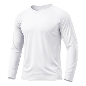 <b>Men</b> UPF50 Anti-Bacterial Eco-Friendly Rash Guard <b>White</b> Quick Dry Breathable 100% Polyester Full <b>Sleeve</b> Adult Sport Compression - Product Image 1