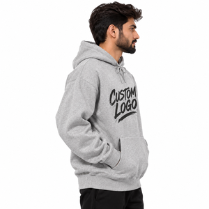 Sudadera con Capucha Negra Sólida para Hombre, Sudadera Casual de Manga Larga con Bolsillo Canguro, Logotipo Personalizado, Alta Calidad, 500 GSM, 100% Algodón - Product Image 4