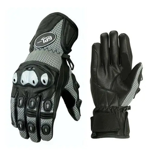 Gants de moto TGP à doigts entiers en cuir respirant antidérapant avec fermeture auto-agrippante pour la conduite unisexe en extérieur - Product Image 1