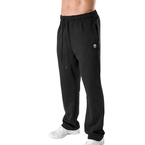 Pantalon de jogging unisexe noir en molleton épais, mélange de coton, avec revers élastiques, personnalisable avec logo OEM, pour commande en gros - Product Image 3