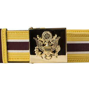 Ceinture tricotée rayée jaune, bordeaux et blanc avec boucle en alliage, en polyester et coton - Product Image 5