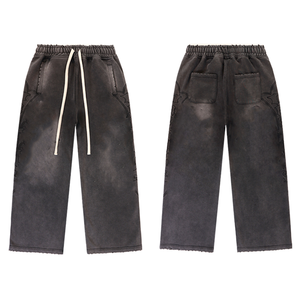 Wholesale Vintage Distressed Enzyme Washed Sports <b>Tracksuit</b> <b>Retro</b> Hidden Pattern Unisex Athletic Set for Men Women Streetwear - Product Image 5