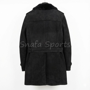 Wholesale <b>Men's</b> <b>Shearling</b> Black Sheepskin Leather <b>Jacket</b> with Fur Collar Classic and Trendy Winter Wear leather <b>Jacket</b> - Product Image 2