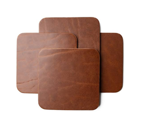 Sous-verre carré en cuir classique, multicolore, résistant à la chaleur, avec bordure moderne cousue - Product Image 3