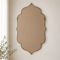 Miroir mural marocain à bords festonnés, cadre en laiton antique, miroir décoratif pour salon, chambre à coucher, décoration murale