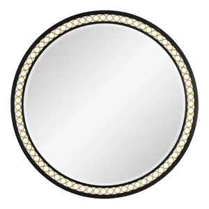 Miroir mural circulaire en verre avec cadre orné, décoration moderne du milieu du siècle pour entrée et intérieur de maison - Product Image 2