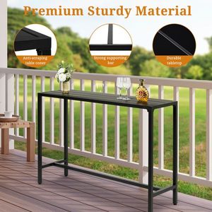55\" Outdoor Adjustable Feet Rectangle Narrow Counter Height Bar Table for Balcony Patio Garden Bar Tables Product Category - Product Image 5
