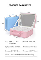 Boîte à cosmétiques de voyage multifonctionnelle Boîte à cosmétiques personnalisée à lumière LED Miroir cosmétique exquis