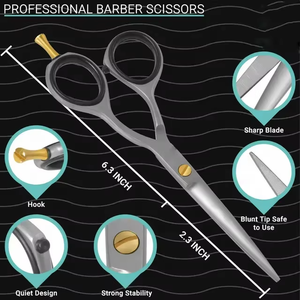 กรรไกรตัดผมคุณภาพสูง ใบมีดโค้ง สำหรับร้านเสริมสวยและร้านตัดผมมืออาชีพ ผลิตจากสแตนเลส รับผลิตแบบ OEM พร้อมสกรีนโลโก้ - Product Image 2