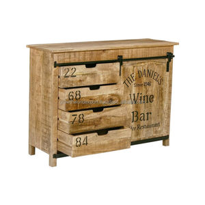 Meuble de bar en bois massif, meuble de rangement moderne, buffet brun, armoire de bar à 2 portes, rangement de luxe, meuble de salon fait main - Product Image 6