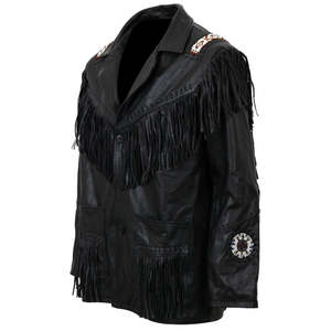 Chaqueta Western de Cuero Vacuno de Alta Calidad con Flecos para Hombre, Estilo Bordado Unisex - Product Image 2