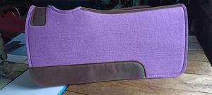 Tapis de selle western doublé en polaire violette avec garniture en cuir de vachette, rembourrage en laine et doublure en polycoton pour l'équitation - Product Image 2