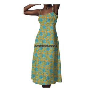 Nuevo Vestido Casual sin Mangas con Bloques de Color para Mujer, Vestido Tipo Túnica de Algodón con Estampado a Mano y Tirantes Finos - Product Image 3