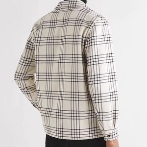 Veste de travail à manches longues pour homme sur mesure OEM, chemise en flanelle, chemise décontractée avec 2 poches poitrine, logo personnalisé, veste classique - Product Image 2