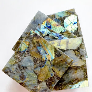 Juego de Posavasos de Labradorita Único con Soporte, Resistente al Calor, Regalo de Cumpleaños para Ella |   Posavasos de Piedra Natural |   Decoración de Mesa - Product Image 3