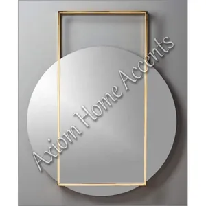 Grand miroir mural ovale contemporain avec cadre en métal, design moderne en forme de soleil, pour la décoration du salon ou du bureau, Axiom - Product Image 3