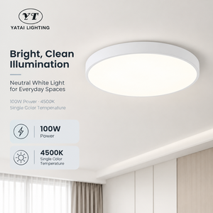 <b>Modern</b> Round Flush Mount <b>Ceiling</b> <b>Light</b> 100W 4500K Neutral White Iron And Acrylic <b>For</b> Bedroom <b>Living</b> <b>Room</b> Kitchen Hallway - Product Image 2