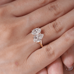 Manufacturer Direct 18K Yellow Gold Toi et Moi Lab Diamond Ring IGI Certified Oval Pear Two <b>Stone</b> Ring Wholesale Luxury Ring - Product Image 1