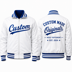 Custom Made <b>Men's</b> Varsity <b>Jacket</b> Black <b>Cream</b> Polyester Zipper Front Patch Design Casual Autumn Bomber <b>Jacket</b> - Product Image 3