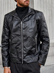 Wholesale Custom Unisex <b>Winter</b> <b>Leather</b> <b>Jacket</b> Breathable Fleece Waterproof Front Hood OEM Cheap Price - Product Image 5