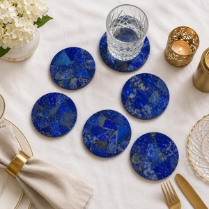 High Quality Eco-Friendly Modern Resin Oval Mats Pads <b>Green</b> Gold Leaf Design 400mm Diameter 5mm Thick Stocked Home Wedding Cafe - Product Image 6