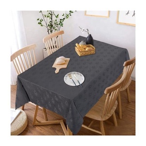 Rectangular Grey Jacquard Table Cover <b>Embroidered</b> Solid Waterproof Design Antifouling Cloth Wedding Home Party Dinner Fitted - Product Image 5