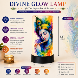 Lord Krishna LED Table <b>Lamp</b> Colorful Flute Peacock <b>Feather</b> Design Decorative Night Light for Bedroom Living Room Spiritual Gift - Product Image 5