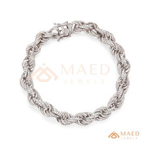 Silver <b>Rope</b> Link <b>Bracelet</b> Moissanite Fine Chain Link <b>Bracelet</b> Fashion Jewelry Daily Wear Gift Style Miami Chicago Buyers - Product Image 5