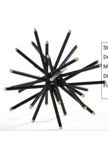Escultura de Erizo de Metal Negro Hecha a Mano, Estilo Sputnik, con Puntas Doradas, Decoración Geométrica para Mesa, Arte Industrial Moderno, Centro de Mesa para Sala de Estar - Product Image 2