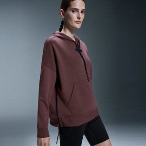 Conjunto sólido de dos piezas para mujer, chándales, Jersey informal de manga larga, Sudadera con capucha y pantalones cortos, conjunto de verano con logotipo personalizado, algodón 100% - Product Image 5